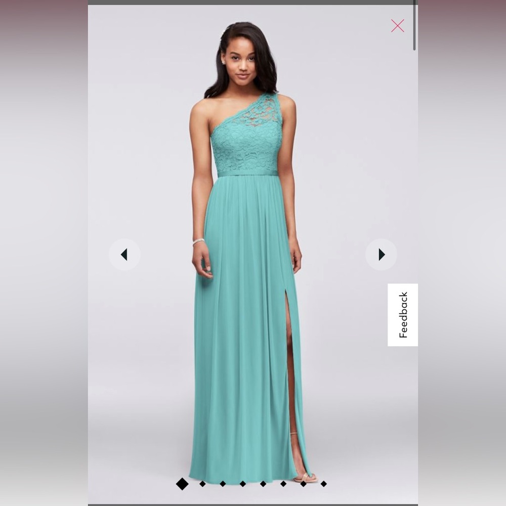 David’s Bridal - extra length one shoulder corded lace mesh dress

STYLE# F17063